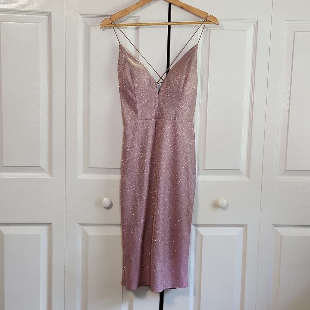 Vintage Entry Women's Dusty Rose Iredescent Spaghetti Strap Dress Size‎ SM Fairy